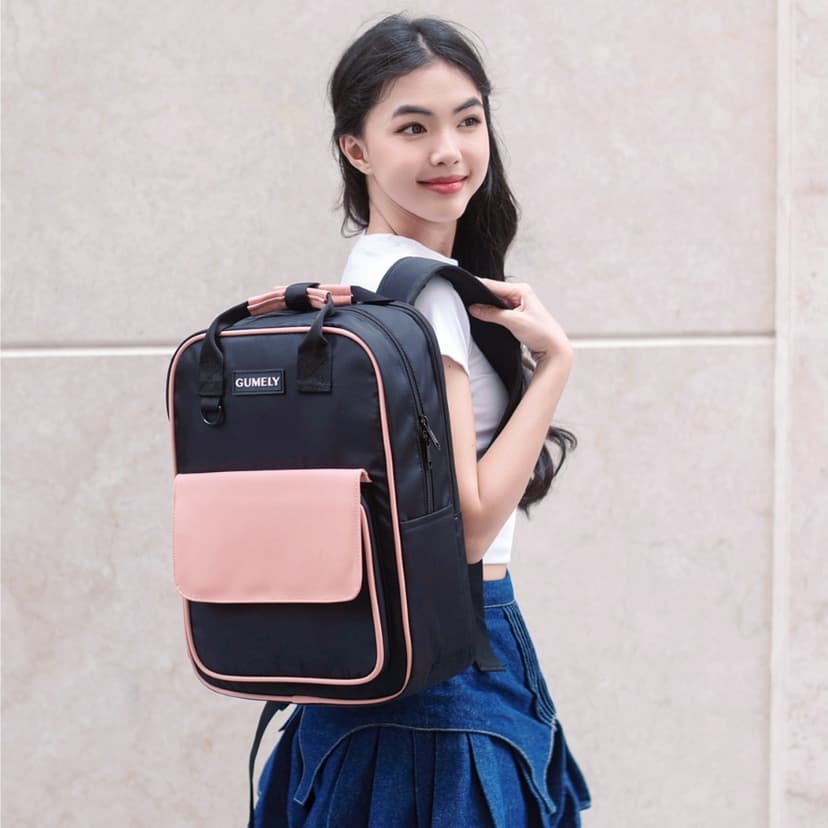 Ảnh Balo Black Pink đẹp đi học, làm gọn nhẹ nhiều ngăn size to để laptop 14 15.5 inch Gumely GU09 ViAnh 3