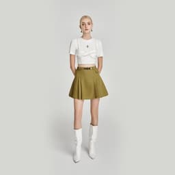 Thumbnail DEAR JOSÉ - Chân váy ngắn xếp ly vải chino xanh olive - Jupiter 3