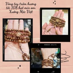 Thumbnail Vòng tay trầm hương chuỗi 108 hạt mix Hoa Sen tóc vườn Xưởng Mộc Việt mang lại may mắn bình an 4