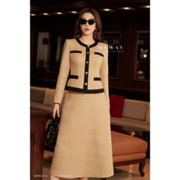 Thumbnail Sét Áo Vest Chân Váy Dạ Tweed Nữ MY WAY Dáng Ngắn Sang Trọng 3MVB0234 - 3MCXB248 NA0 DB 2