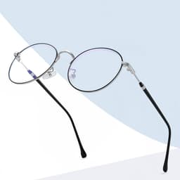 Thumbnail Kính cận có độ sẵn 0 - 6 độ nam nữ mắt tròn gọng kim loại thời trang 7K1912. Tròng chống tia UV, ánh sáng xanh, đổi màu 2