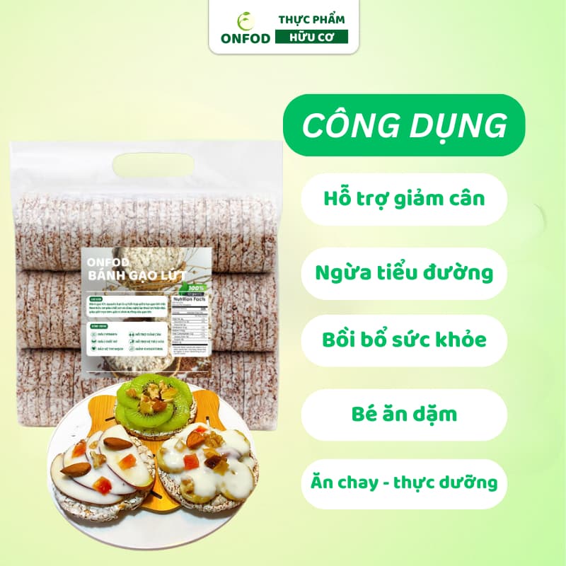 Ảnh Bánh gạo lứt ONFOD hữu cơ bánh ăn kiêng giảm cân thực dưỡng cho người tập gym, yoga, mẹ bầu 51 cái 500g 4