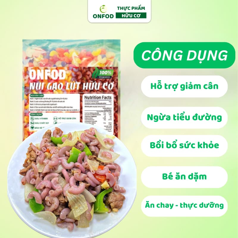 Ảnh Nui gạo lứt rau củ hữu cơ ONFOD giảm cân ăn dặm thực dưỡng eat clean cho người tiểu đường, gym, mẹ bầu, yoga 500g 3