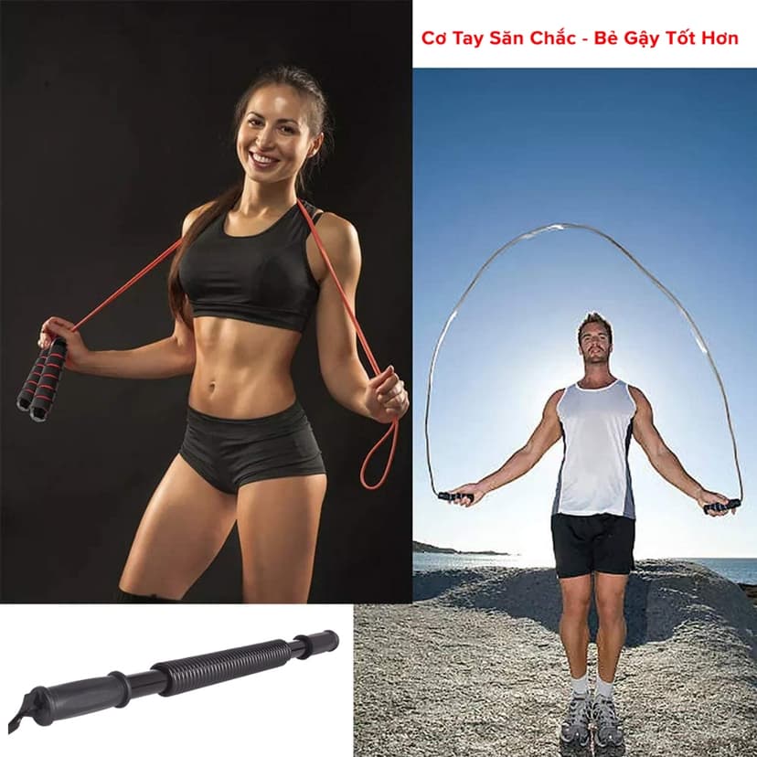 Ảnh Combo 3 Món Gậy Bẻ Lò Xo + Kìm Bóp Tay Đếm Số ECO + Dây Nhảy Lõi Thép Kháng Lực 20kg 30kg 40kg 50kg 60kg Hãng Amalife 2