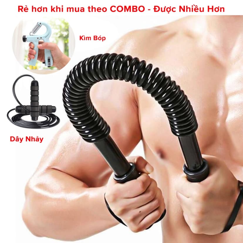 Ảnh Combo 3 Món Gậy Bẻ Lò Xo + Kìm Bóp Tay Đếm Số ECO + Dây Nhảy Lõi Thép Kháng Lực 20kg 30kg 40kg 50kg 60kg Hãng Amalife 1