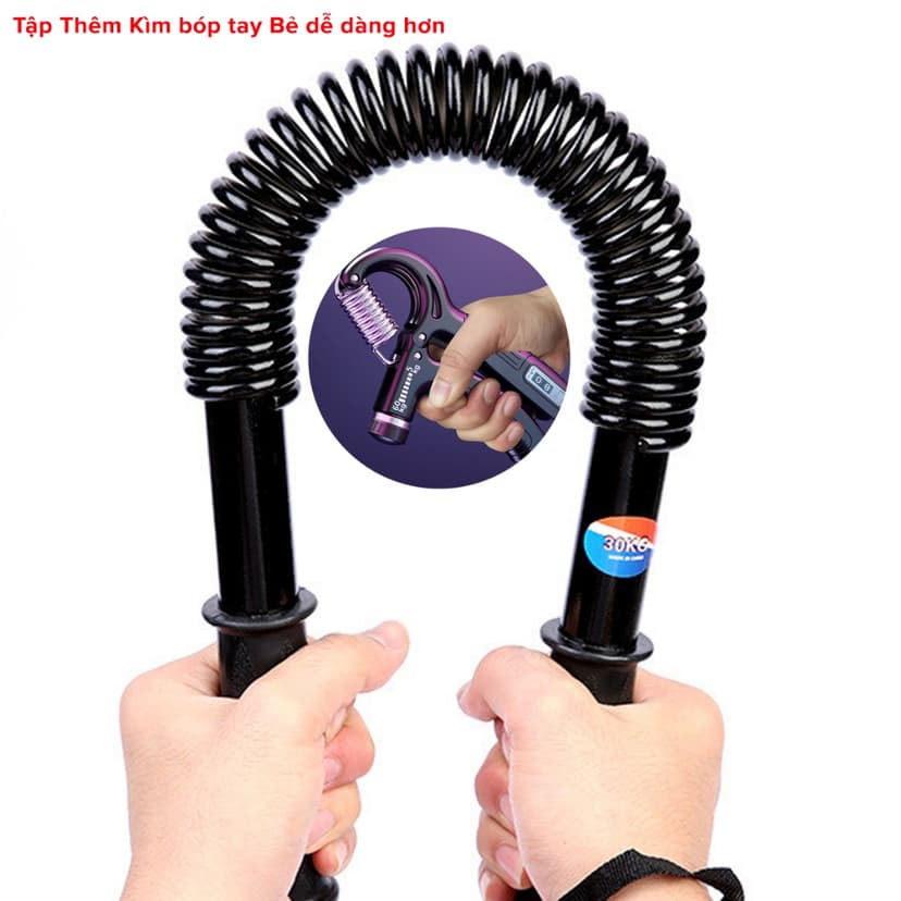 Ảnh Combo Gậy Bẻ Lò Xo và Kìm Bóp Tay Đếm Số ECO, Thanh Lò Xo Kháng Lực Tập Thể Thao 20kg 30kg 40kg 50kg 60kg Hãng Amalife 2