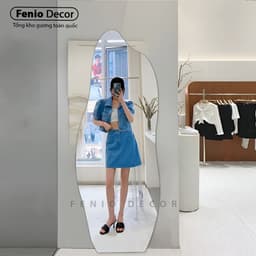 Thumbnail Gương hình hạt đậu lượn sóng nghệ thuật FENIO Gương toàn thân có đèn led cảm ứng 3