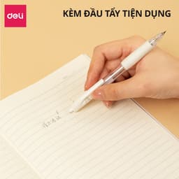 Thumbnail Bút chì kim bấm Deli ngòi 0.5mm màu trắng dễ thương cao cấp cải tiến có đầu tẩy cho học sinh văn phòng nhỏ gọn tiện lợi 1