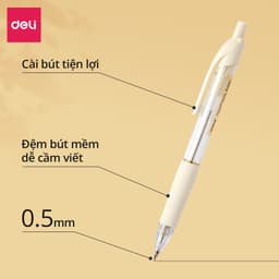 Thumbnail Bút chì kim bấm Deli ngòi 0.5mm màu trắng dễ thương cao cấp cải tiến có đầu tẩy cho học sinh văn phòng nhỏ gọn tiện lợi 3