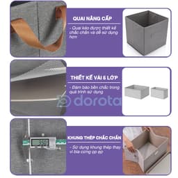 Thumbnail Hộp đựng quần áo sắp xếp khung thép DOROTA mặt đáy gỗ tay cầm tiện lợi chắc chắn HVT 2