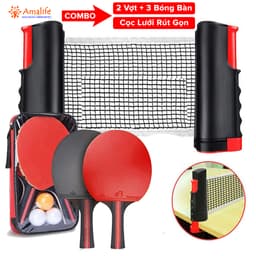 Thumbnail Combo 2 Vợt Bóng Bàn Tặng Kèm 3 Quả Bóng Bàn + Kẹp Trụ Lưới Bóng Bàn Rút Gọn Nhựa ABS 1,7m Chính Hãng Amalife 1