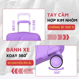 Thumbnail Vali Du Lịch Nhựa PP02 Cao Cấp, Vali Kéo Chống Va Đập Size 28, Bảo Hành 5 Năm 3