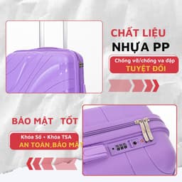 Thumbnail Vali kéo Du Lịch Nhựa PP02 Kingsun Cao Cấp Chống Va Đập Size 20/24 khóa hải quan TSA Bảo Hành 5 Năm 3
