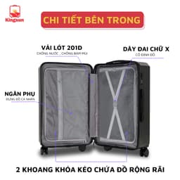Thumbnail Vali kéo du lịch Kingsun vali size20/24dáng hộp Khoá Kéo KS-P37 nhựa PC +ABS cao cấp chống va đập 4