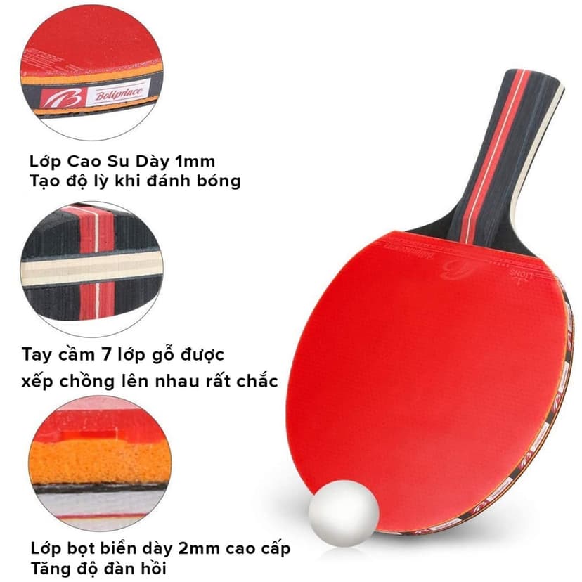 Ảnh Combo 2 Vợt Bóng Bàn Tặng Kèm 3 Quả Bóng Bàn + Kẹp Trụ Lưới Bóng Bàn Rút Gọn Nhựa ABS 1,7m Chính Hãng Amalife 4
