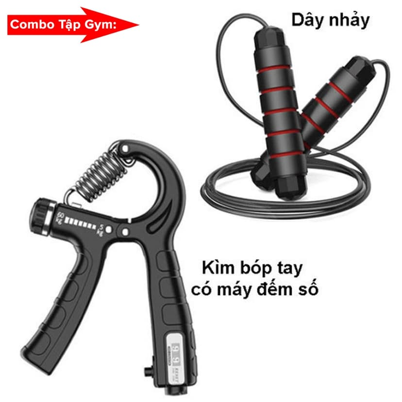 Ảnh COMBO Gậy Bẻ Lò Xo 20kg + Kìm Bóp Tay Đếm Số + Dây Nhảy Lõi Thép, Thanh Lò Xo 20kg Kháng Lực Chính Hãng Amalife 2