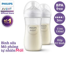 Thumbnail Philips Avent Hộp 2 Bình sữa mô phỏng tự nhiên 330ml mới (núm ty phản ứng tự nhiên) SCY906/02 1
