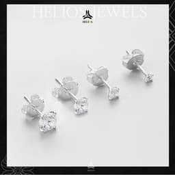 Thumbnail Bông tai bạc đính đá HeliSilver Tiny Diamond S925 - Khuyên tai bạc size đá 2mm, 3mm, 4mm, 5mm, 6mm 3