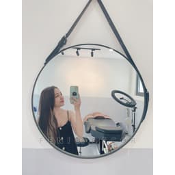 Thumbnail Gương treo tường decor phòng ngủ FENIO Decor, gương trang điểm có 4 MÀU SẮC viền hình tròn hình vuông dây da dây thừng 2