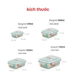 Thumbnail Hộp thuỷ tinh chữ nhật 370ml, 640ml, 1040ml, 1520ml, HAPPYCOOK 2