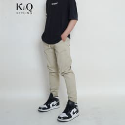 Thumbnail Quần jogger kaki co giãn KQSTYLING premium Kem Vàng nhạt 3