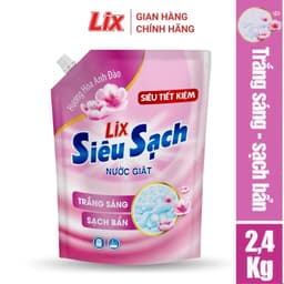 Thumbnail Nước giặt Lix đậm đặc hương hoa anh đào túi 2.4Kg N2503 làm sạch cực nhanh vết bẩn, tăng gấp đôi sức mạnh giặt tẩy 2