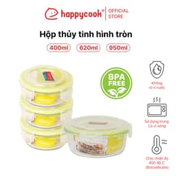 Thumbnail Hộp thủy tinh hình tròn 400ml, 620ml, 950ml, HAPPYCOOK 1