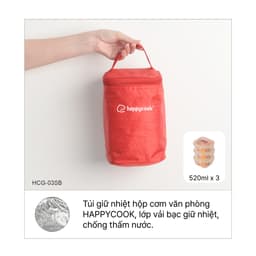 Thumbnail Bộ 3 hộp thủy tinh Vuông 520ml + kèm túi giữ nhiệt HAPPYCOOK, HCG-03SB 1