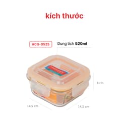 Thumbnail Bộ 3 hộp thủy tinh Vuông 520ml + kèm túi giữ nhiệt HAPPYCOOK, HCG-03SB 2