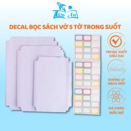 Thumbnail Decal bọc sách vở 5 tờ trong suốt nhiều size cho tập, sách giáo khoa, truyện, a4 - Nhà Sách Tâm An 1