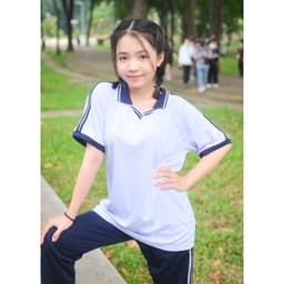 Thumbnail Áo thể dục học sinh thun thể thao cao cấp lá cổ xanh TDP030 Jadiny 4