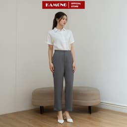 Thumbnail Quần tây baggy nữ KAMONG lưng thun cạp cao kiểu dáng công sở cao cấp Q013 4