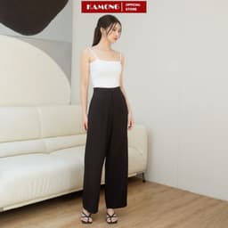 Thumbnail Quần ống rộng 1 nút KAMONG dáng quần tây suông culottes công sở Q015 4