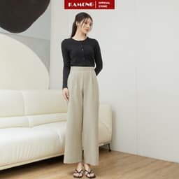 Thumbnail Quần tây ống rộng KAMONG dáng suông dây kéo công sở Q016 2