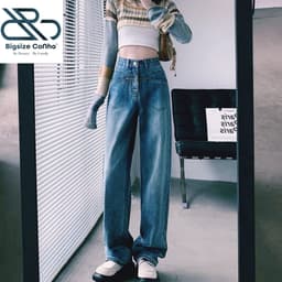 Thumbnail Quần jean Bigsize Cô Nhỏ ống suông cạp cao phong cách trẻ trung năng động cho nàng chubby J9 2