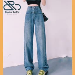 Thumbnail Quần jean Bigsize Cô Nhỏ ống suông cạp cao phong cách trẻ trung năng động cho nàng chubby J9 3