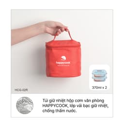 Thumbnail Bộ 2 hộp thủy tinh Hình chữ nhật 370ml + kèm túi giữ nhiệt HAPPYCOOK, HCG-02R 1