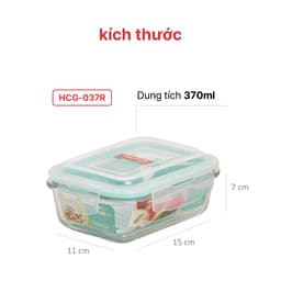 Thumbnail Bộ 2 hộp thủy tinh Hình chữ nhật 370ml + kèm túi giữ nhiệt HAPPYCOOK, HCG-02R 2
