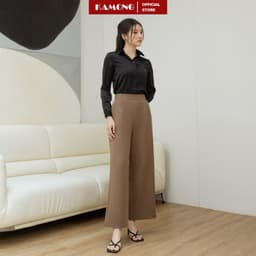Thumbnail Quần tây ống rộng KAMONG dáng suông dây kéo công sở Q016 4