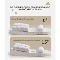 Thumbnail Đệm Gối Chống Trào Ngược Sơ Sinh IQKAO Tặng Chăn Ủ Choàng, Kèm Gối Chặn Giúp Bé Ngủ Ngon, Hỗ Trợ Tiêu Hóa Chống Nôn BI01 1