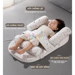 Thumbnail Đệm Gối Chống Trào Ngược Sơ Sinh IQKAO Tặng Chăn Ủ Choàng, Kèm Gối Chặn Giúp Bé Ngủ Ngon, Hỗ Trợ Tiêu Hóa Chống Nôn BI01 2