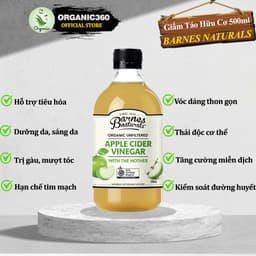 Thumbnail Giấm Táo Hữu Cơ Có Giấm Cái BARNES NATURALS Organic Apple Cider Vinegar With The Mother 500ml & 1L 3