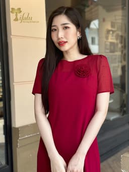 Thumbnail Váy đầm thiết kế cao cấp Zol by TIFALU dáng suông màu đỏ đậm - ZOL941RED 1