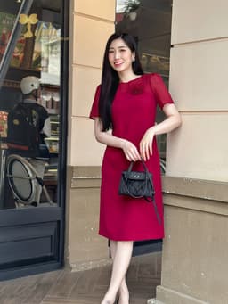 Thumbnail Váy đầm thiết kế cao cấp Zol by TIFALU dáng suông màu đỏ đậm - ZOL941RED 2