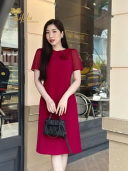 Thumbnail Váy đầm thiết kế cao cấp Zol by TIFALU dáng suông màu đỏ đậm - ZOL941RED 3
