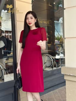 Thumbnail Váy đầm thiết kế cao cấp Zol by TIFALU dáng suông màu đỏ đậm - ZOL941RED 4