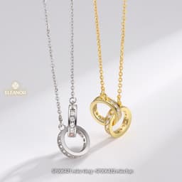 Thumbnail Dây chuyền nữ titan Eleanor Accessories kiểu vòng tròn đôi đính đá vòng cổ sang trọng phụ kiện trang sức 6421 1