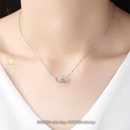 Thumbnail Dây chuyền nữ titan Eleanor Accessories kiểu vòng tròn đôi đính đá vòng cổ sang trọng phụ kiện trang sức 6421 2