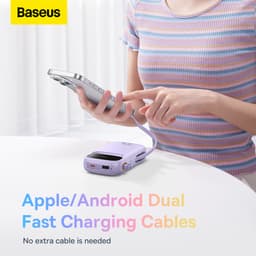 Thumbnail Sạc Dự Phòng Hai Đầu Dây Baseus 20000mAh PD 22.5W TypeC &IP 2 Cổng Tiện Dụng Cho iP 15 14 13 Samsung Điện Thoại 2