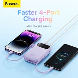 Thumbnail Sạc Dự Phòng Hai Đầu Dây Baseus 20000mAh PD 22.5W TypeC &IP 2 Cổng Tiện Dụng Cho iP 15 14 13 Samsung Điện Thoại 4